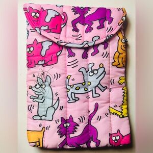Baggu Puffy Laptop Sleeve 13"/14" - Keith Haring Pets retired pink cats dogs